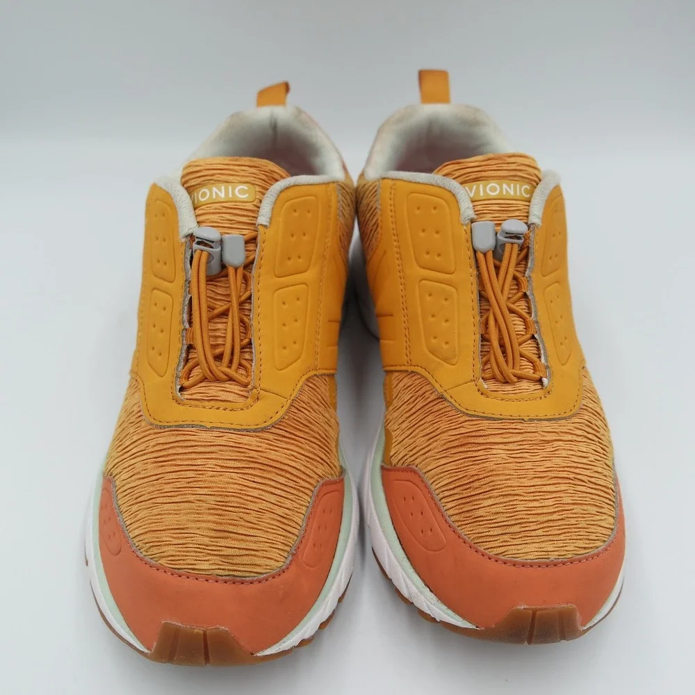 Vionic Drift Deon Women Orange Textured Mesh Toggle Lace Active Sneakers 40 US 9